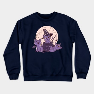 Halloween cats and moon Crewneck Sweatshirt